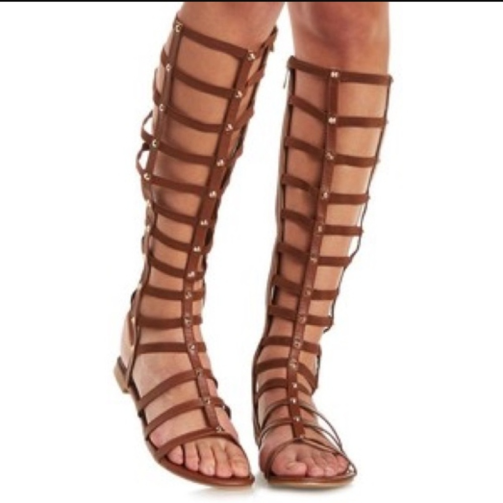 Bamboo tall stud gladiator sandals